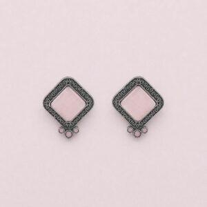 Oxidized pink stud earrings | Miraya Creations