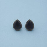Tear drop oxidized black stud earrings | Miraya Creations