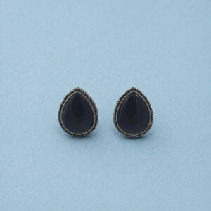 Tear drop oxidized black stud earrings | Miraya Creations