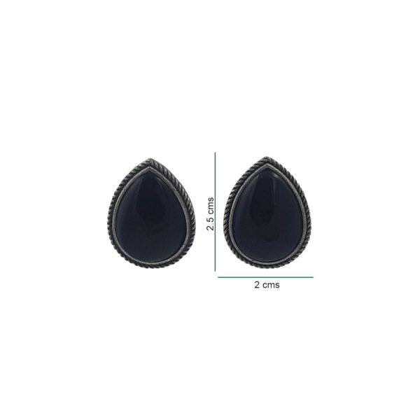 Midnight Black Oxidised Teardrop Stud Earrings