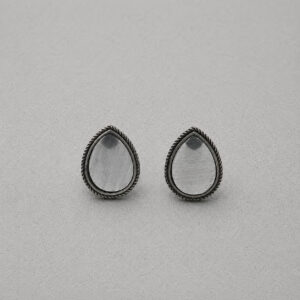 Tear drop oxidized grey stud earrings | Miraya Creations
