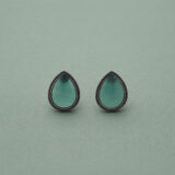 Tear drop oxidized green stud earrings | Miraya Creations