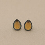 Tear drop oxidized orange stud earrings | Miraya Creations