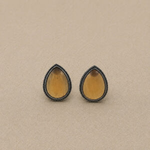 Tear drop oxidized orange stud earrings | Miraya Creations
