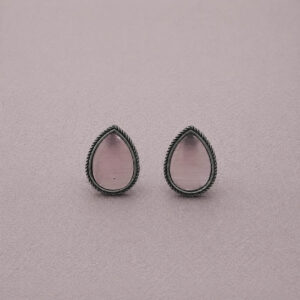Tear drop oxidized pink stud earrings | Miraya Creations