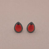 Tear drop oxidized red stud earrings | Miraya Creations