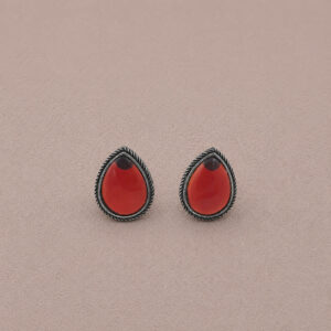Tear drop oxidized red stud earrings | Miraya Creations