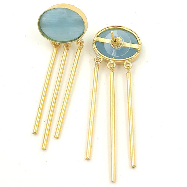 Sky Blue Oval Tassel Dangler Earrings