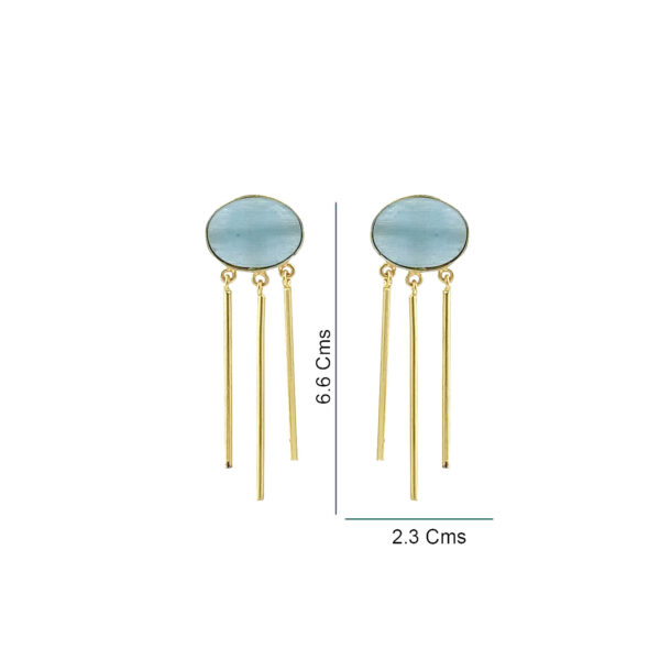 Sky Blue Oval Tassel Dangler Earrings
