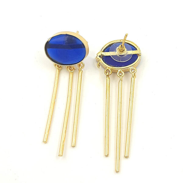 Royal Blue Oval Tassel Dangler Earrings