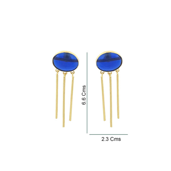 Royal Blue Oval Tassel Dangler Earrings
