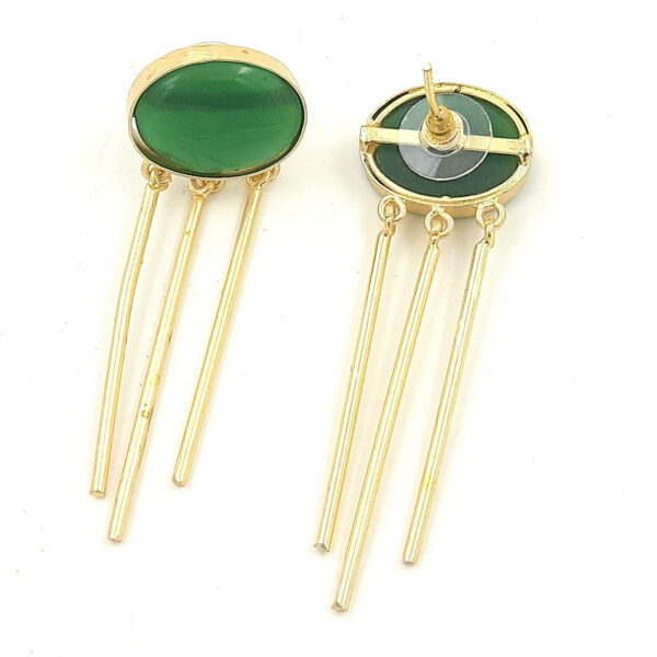 Emerald Green Oval Tassel Dangler Earrings