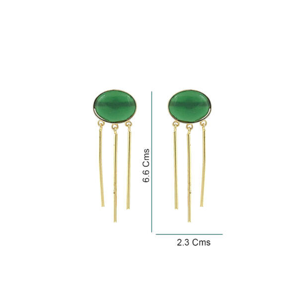 Emerald Green Oval Tassel Dangler Earrings