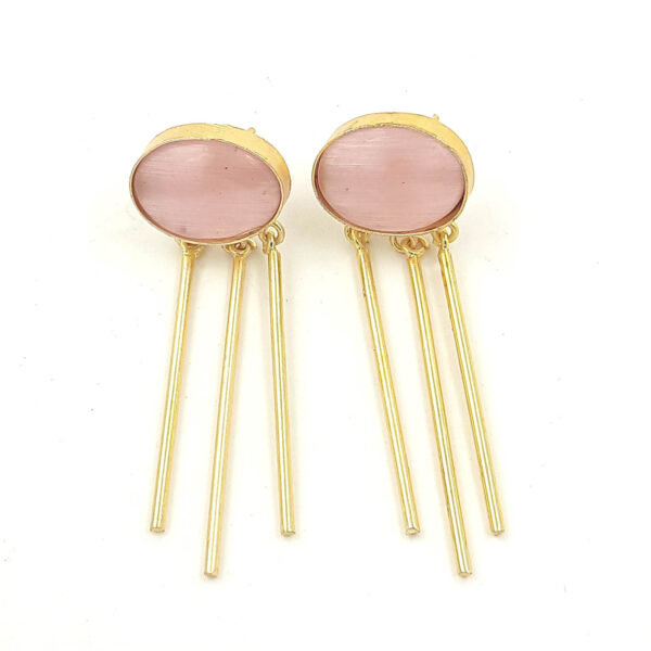 Blush Pink Oval Tassel Dangler Earrings