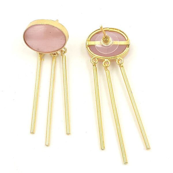 Blush Pink Oval Tassel Dangler Earrings