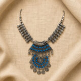 Tribal Oxidized Silver Blue necklace | Miraya Creations
