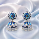 Blue floral jhumka earrings
