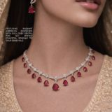Crimson Drop American Diamond Necklace Set