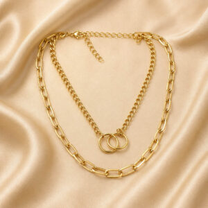 Double layer gold chain necklace | Miraya Creations