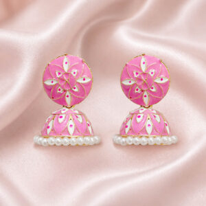 Pink Jhumki with pearls | MIraya Creations