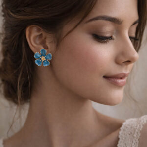 Blue enamel korean earrings | Miraya Creations