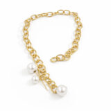 chunky gold chain pearl necklace women