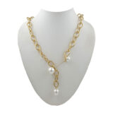 minimal pearl drop chain necklace
