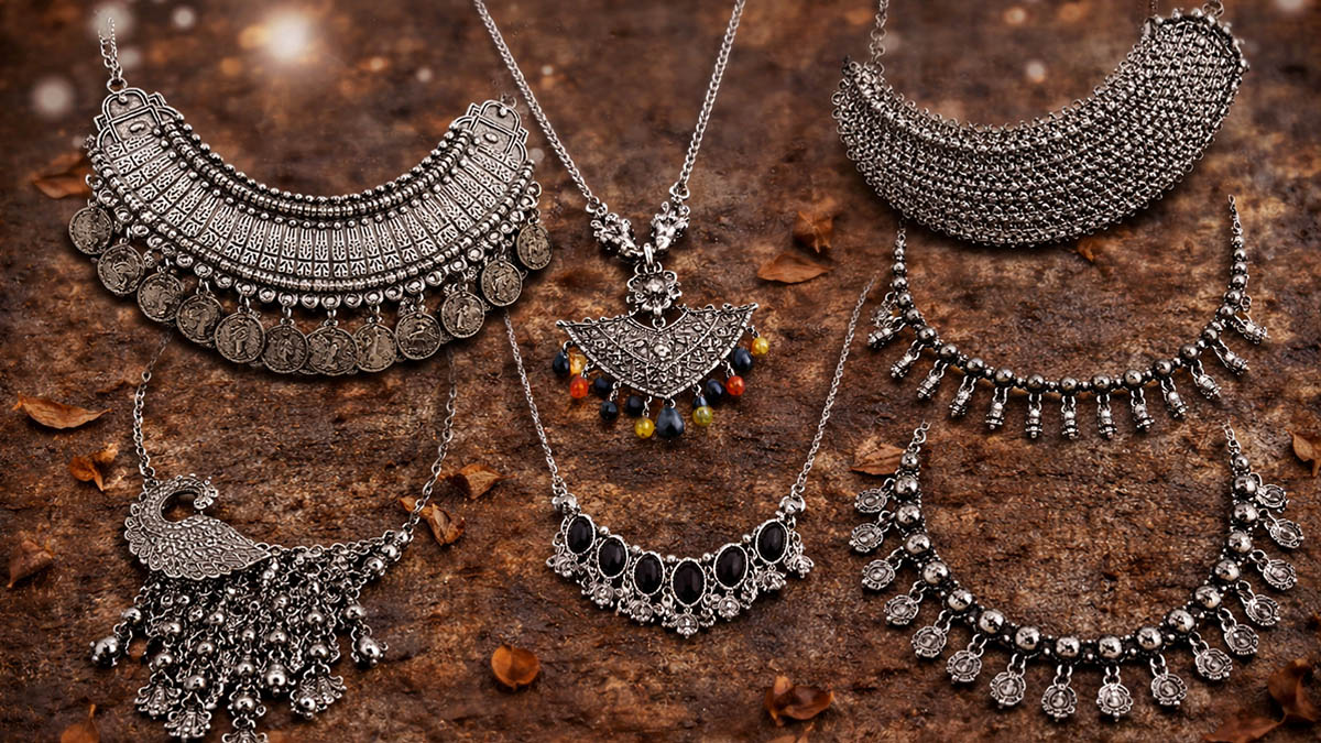 Oxidized necklace for women