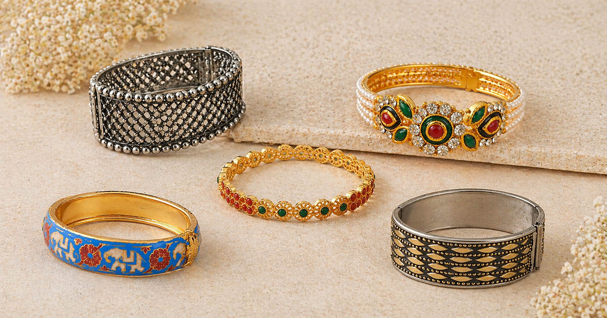 ethnic bracelets for women traditional oxidised and gold styles