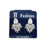 Leaf design American diamond stud earrings for women with white stones