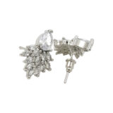Leaf design American diamond stud earrings for women with white stones