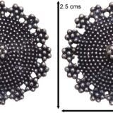 Oxidised floral stud earrings for women silver look round ethnic studs