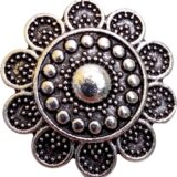 Oxidised floral stud earrings for women traditional silver look round ethnic studs