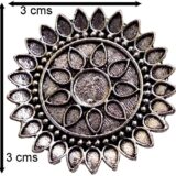 Oxidised sunflower stud earrings for women silver look floral ethnic studs