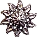 Oxidised floral stud earrings for women silver look ethnic round studs