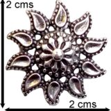 Oxidised floral stud earrings for women silver look ethnic round studs