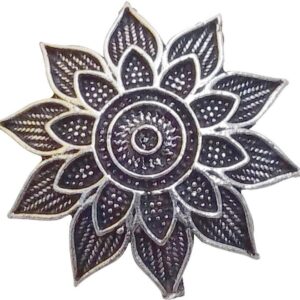 Oxidised lotus floral stud earrings for women silver look ethnic studs