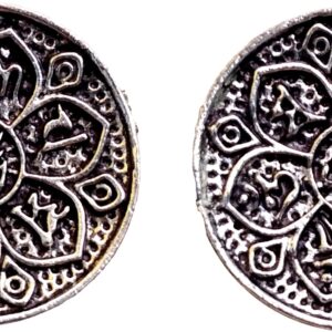 Oxidised round floral stud earrings for women silver look ethnic earrings