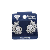 Floral American diamond stud earrings for women with white stones