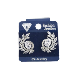 Floral American diamond stud earrings for women with white stones