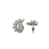 Floral American diamond stud earrings for women with white stones
