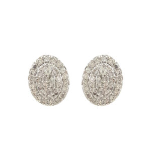 Oval American diamond stud earrings for women with white stone cluster design