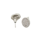 Oval American diamond stud earrings for women with white stone cluster design