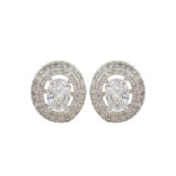 Oval American diamond stud earrings for women with white stones