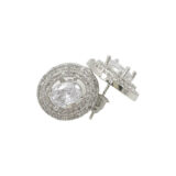Oval American diamond stud earrings for women with white stones