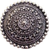 Oxidised round statement stud earrings for women silver look ethnic studs