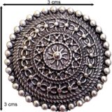 Oxidised round statement stud earrings for women silver look ethnic studs