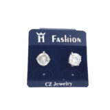 Round American diamond solitaire stud earrings for women with white stone