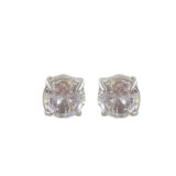 Round American diamond solitaire stud earrings for women with white stone