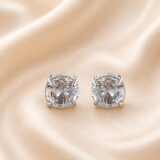 Round American diamond solitaire stud earrings for women with white stone